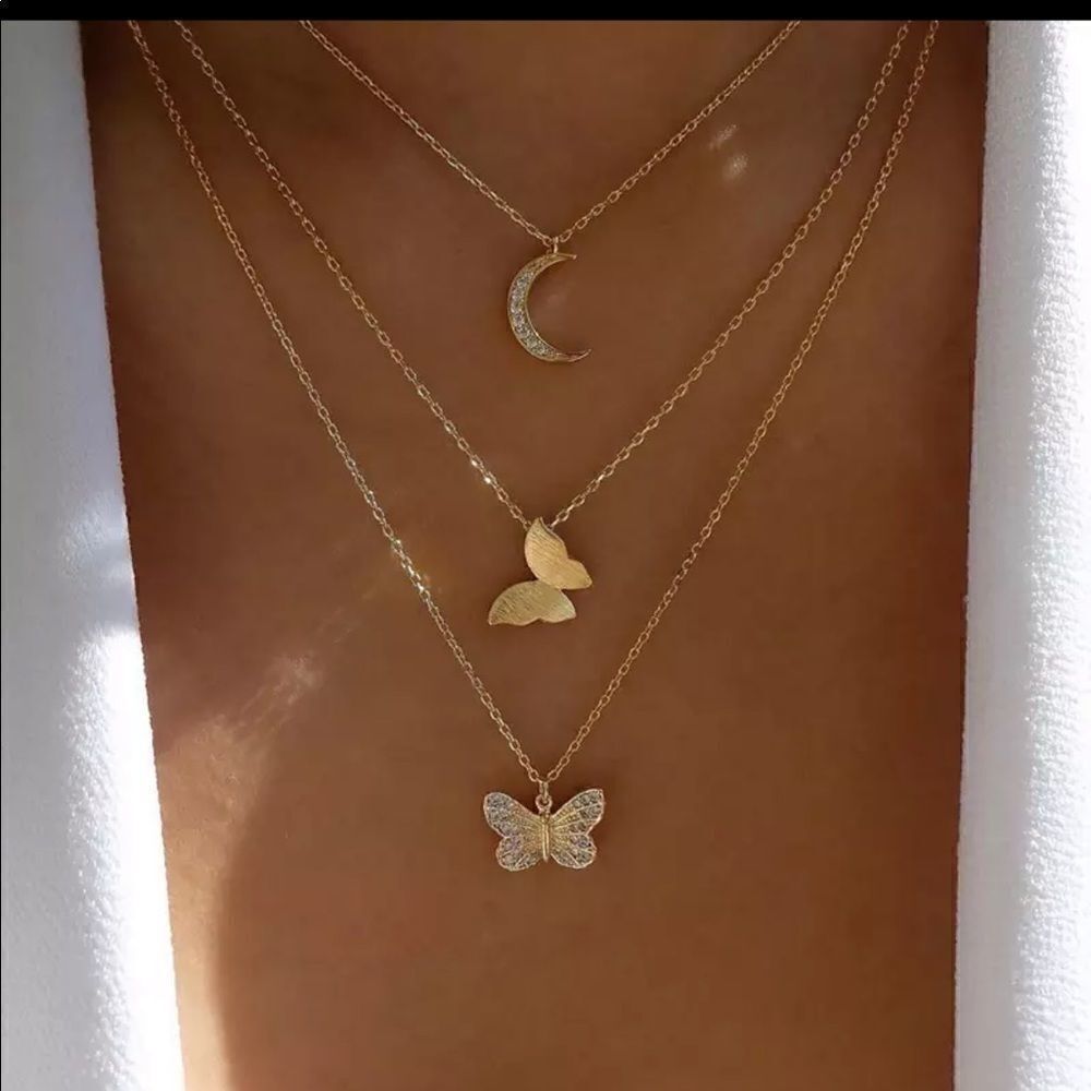 Necklace triple layered Zinc Alloy Rhinestone